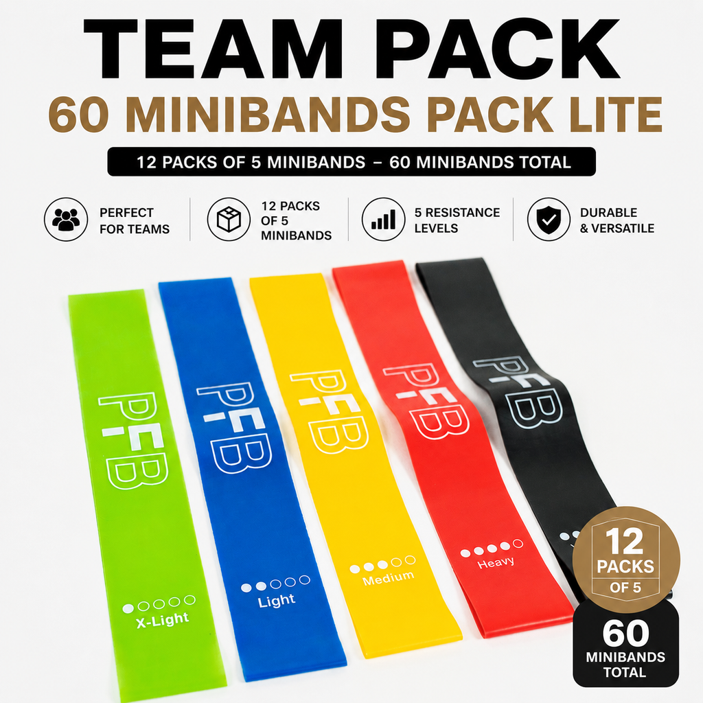 PFB MiniBands Lite Pack 12 — team pack of 12 sets of rubber resistance mini-bands for clubs and academies